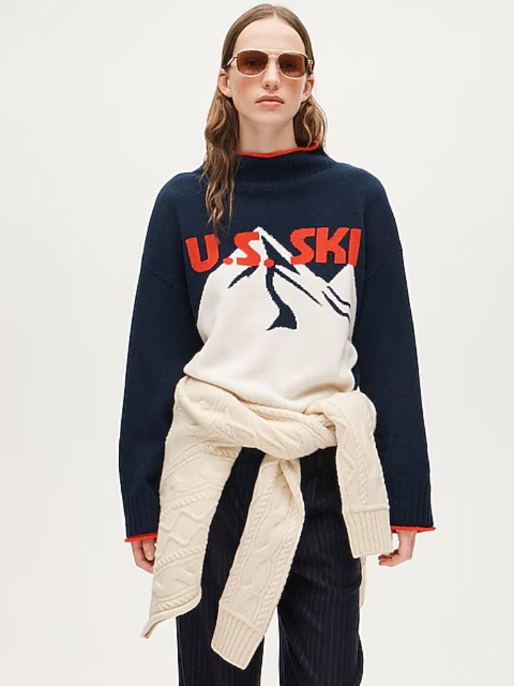 J.Crew U.S. Ski & Snowboard Lambswool Rollneck Graphic Sweater Navy | Size S
